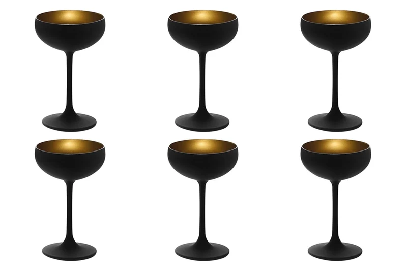 6er Set Elements Sektschale 230ml schwarz/gold