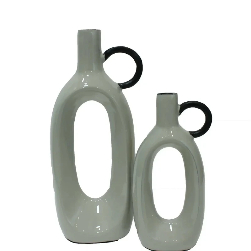 Vazen Halifax grijs 32cm - 2 stuks