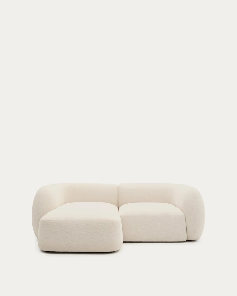 Schwer entflammbares 2-Sitzer-Modularsofa Martina mit Chenille und Chaiselongue links in E