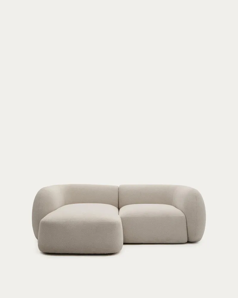 Schwer entflammbares 2-Sitzer-Modularsofa Martina mit Chenille und Chaiselongue links in S