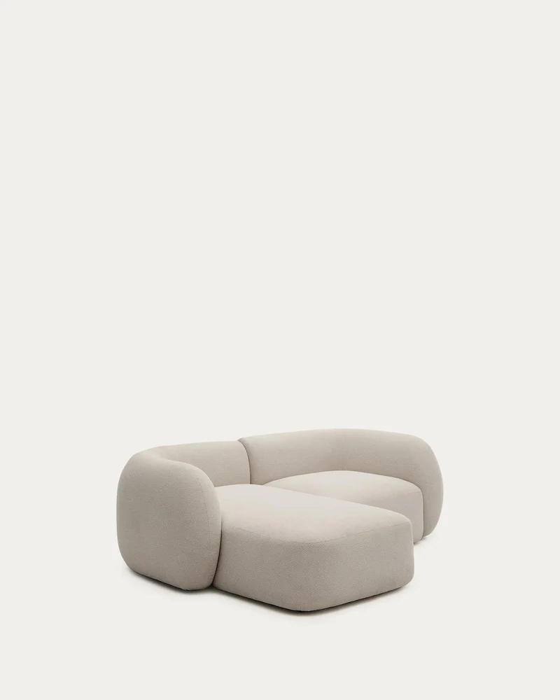 Schwer entflammbares 2-Sitzer-Modularsofa Martina mit Chenille und Chaiselongue links in S