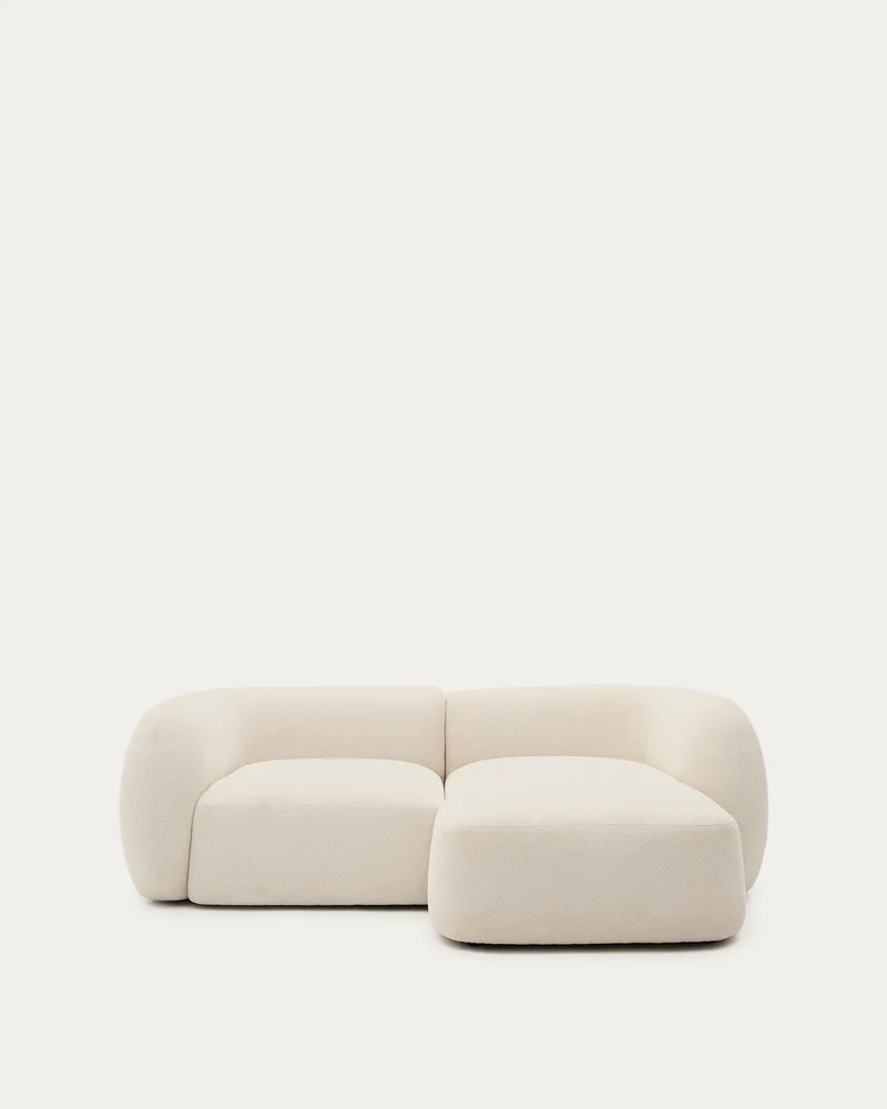 Schwer entflammbares 2-Sitzer-Modularsofa Martina mit Chenille und Chaiselongue rechts in