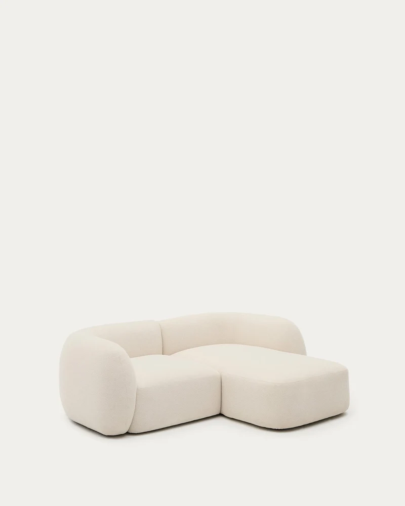 Schwer entflammbares 2-Sitzer-Modularsofa Martina mit Chenille und Chaiselongue rechts in