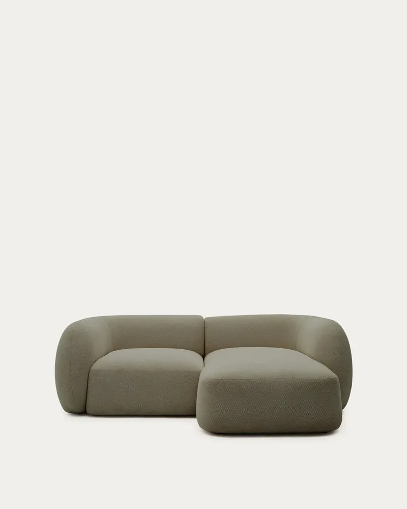 Schwer entflammbares 2-Sitzer-Modularsofa Martina mit Chenille und Chaiselongue rechts in