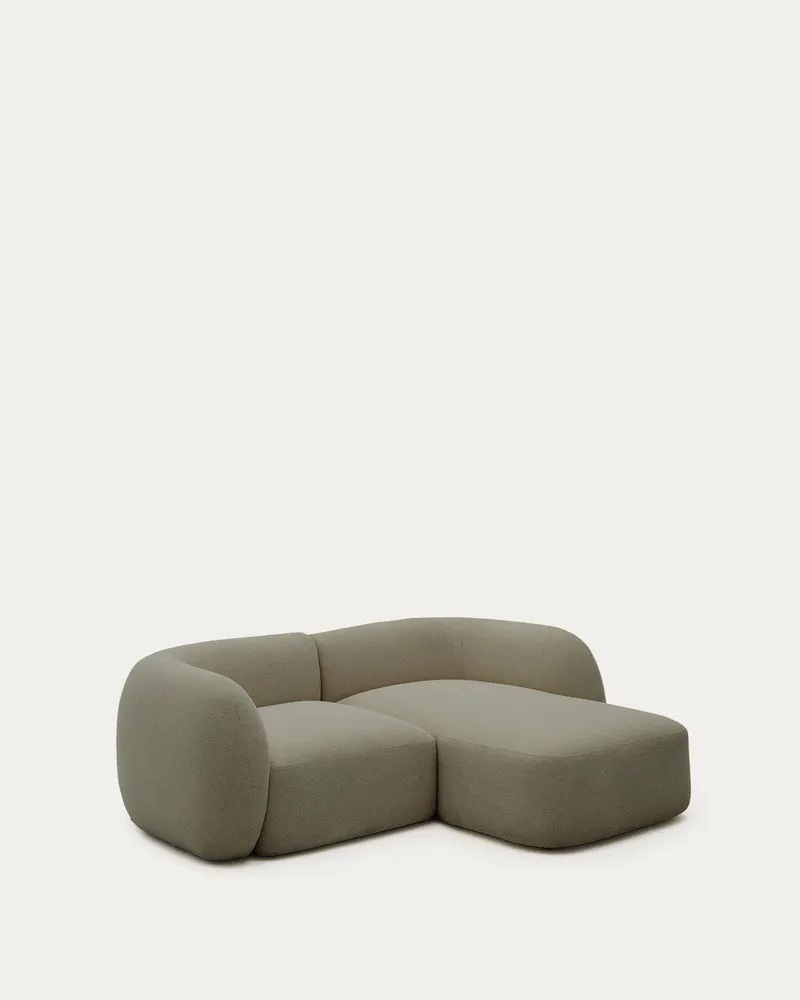 Schwer entflammbares 2-Sitzer-Modularsofa Martina mit Chenille und Chaiselongue rechts in