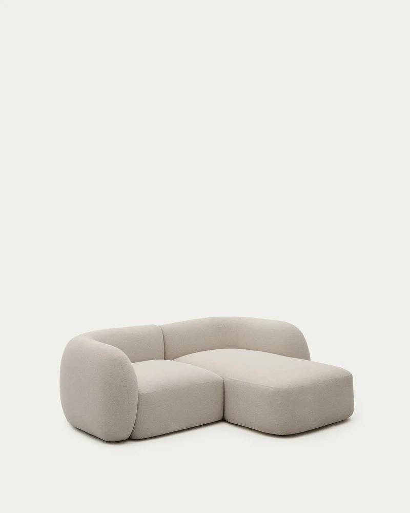 Schwer entflammbares 2-Sitzer-Modularsofa Martina mit Chenille und Chaiselongue rechts in