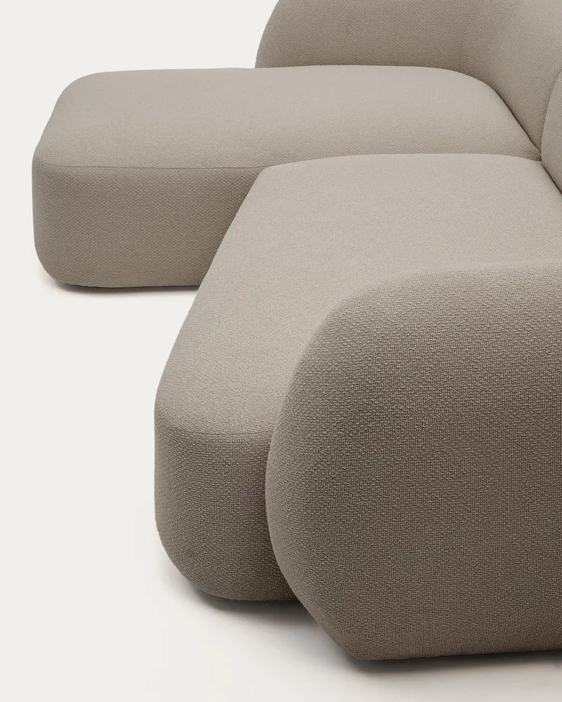 Schwer entflammbares 3-Sitzer-Modularsofa Martina mit Chenille und Chaiselongue links in S