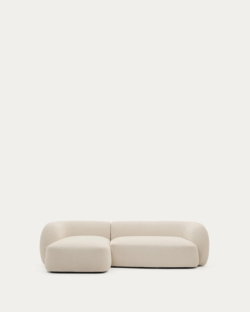 Schwer entflammbares 3-Sitzer-Modularsofa Martina mit Chenille und Chaiselongue links in E