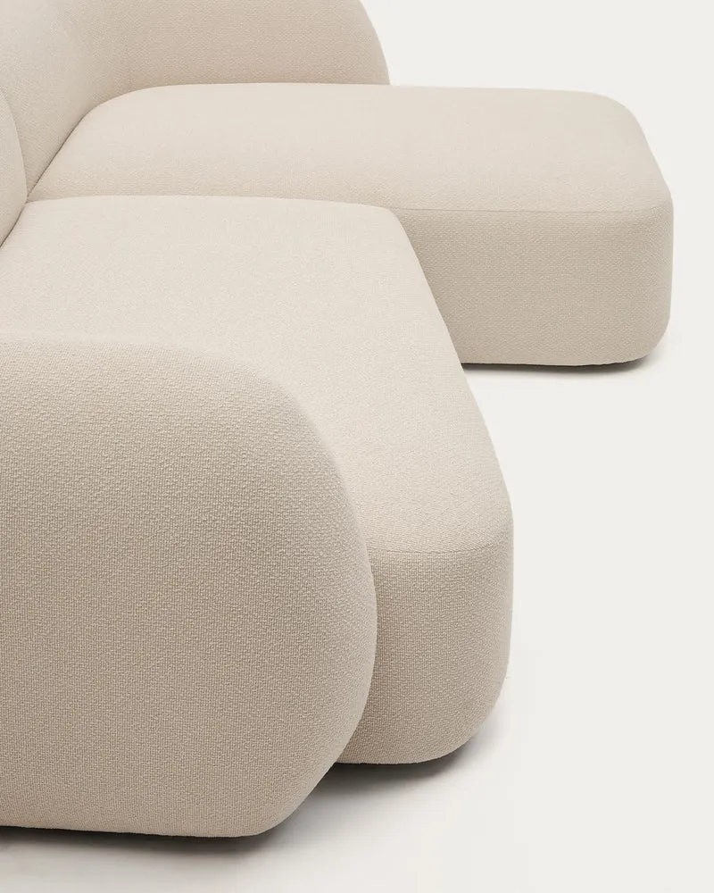 Schwer entflammbares 3-Sitzer-Modularsofa Martina mit Chenille und Chaiselongue rechts in
