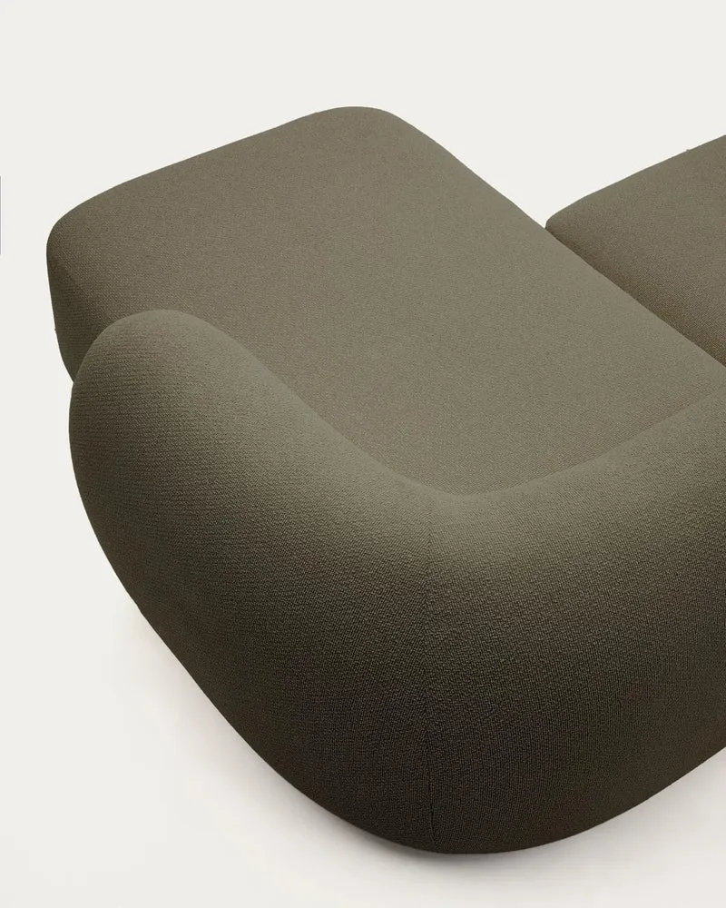 Schwer entflammbares 3-Sitzer-Modularsofa Martina mit Chenille und Chaiselongue rechts in