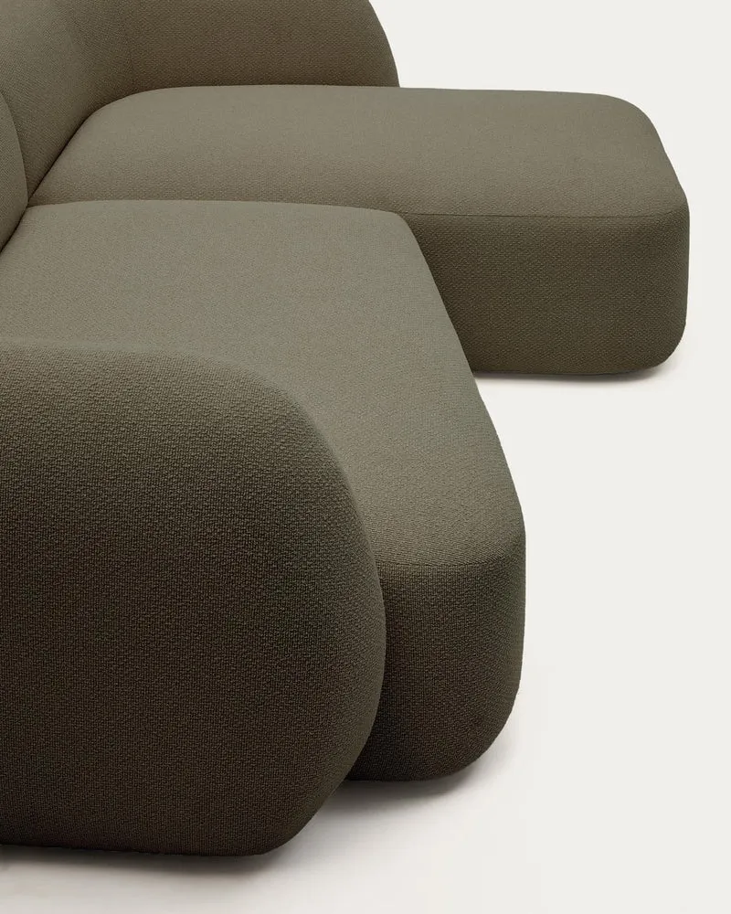 Schwer entflammbares 3-Sitzer-Modularsofa Martina mit Chenille und Chaiselongue rechts in
