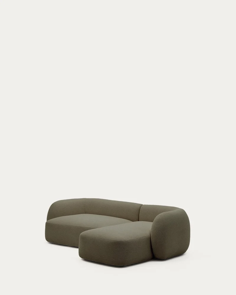 Schwer entflammbares 3-Sitzer-Modularsofa Martina mit Chenille und Chaiselongue rechts in