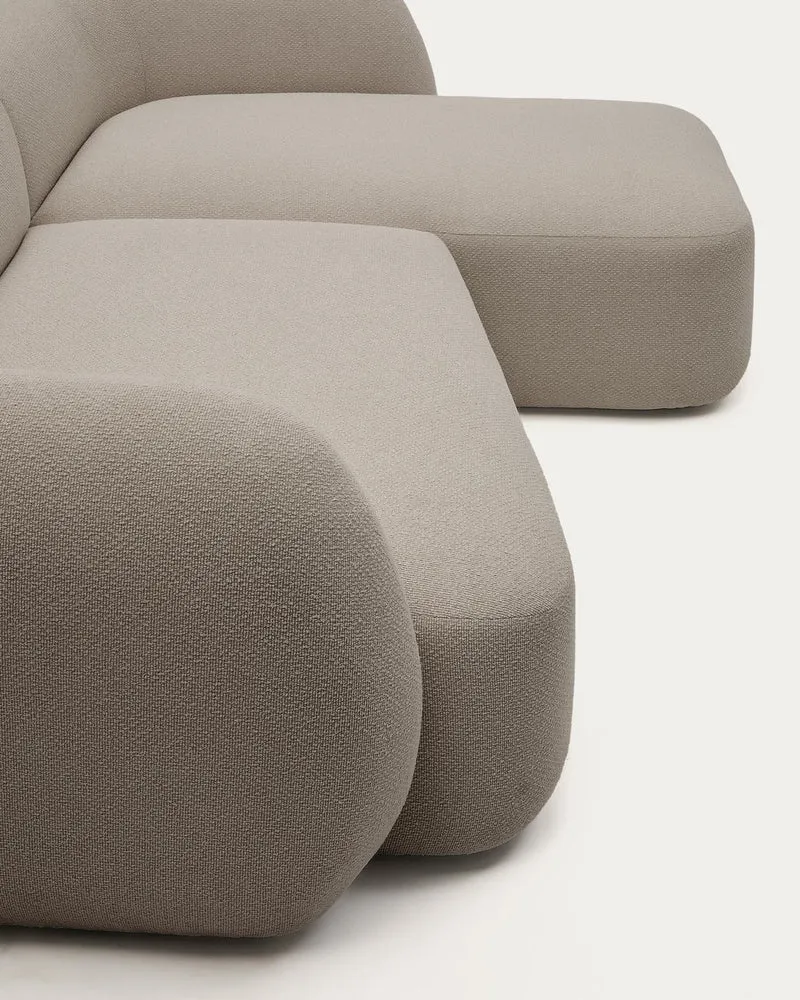 Schwer entflammbares 3-Sitzer-Modularsofa Martina mit Chenille und Chaiselongue rechts in