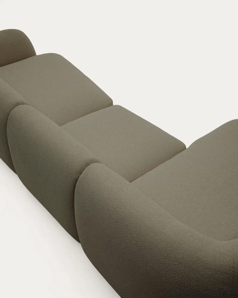 Schwer entflammbares 4-Sitzer-Modularsofa Martina mit Chenille und Chaiselongue links in G