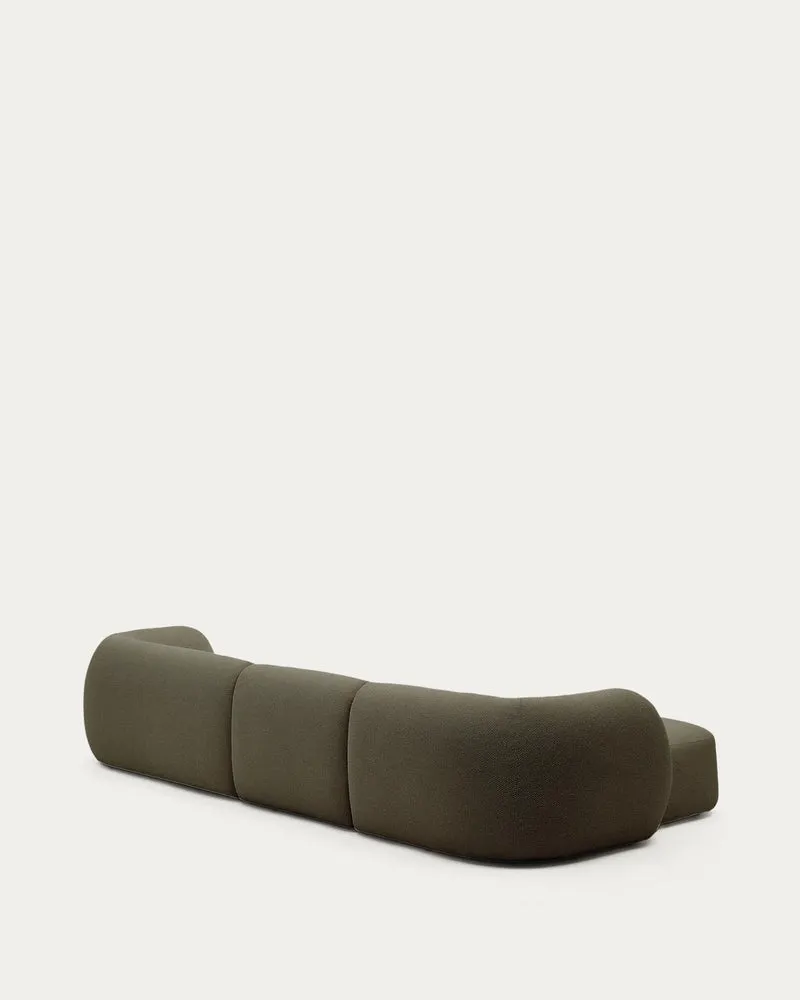 Schwer entflammbares 4-Sitzer-Modularsofa Martina mit Chenille und Chaiselongue links in G