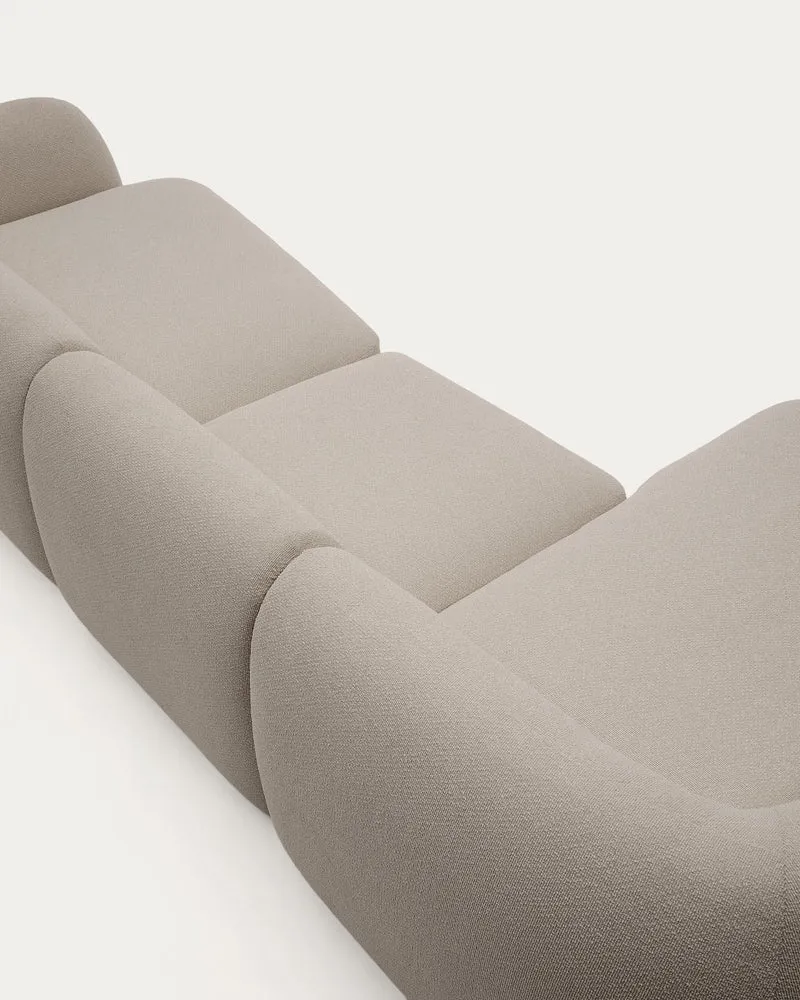 Schwer entflammbares 4-Sitzer-Modularsofa Martina mit Chenille und Chaiselongue links in S