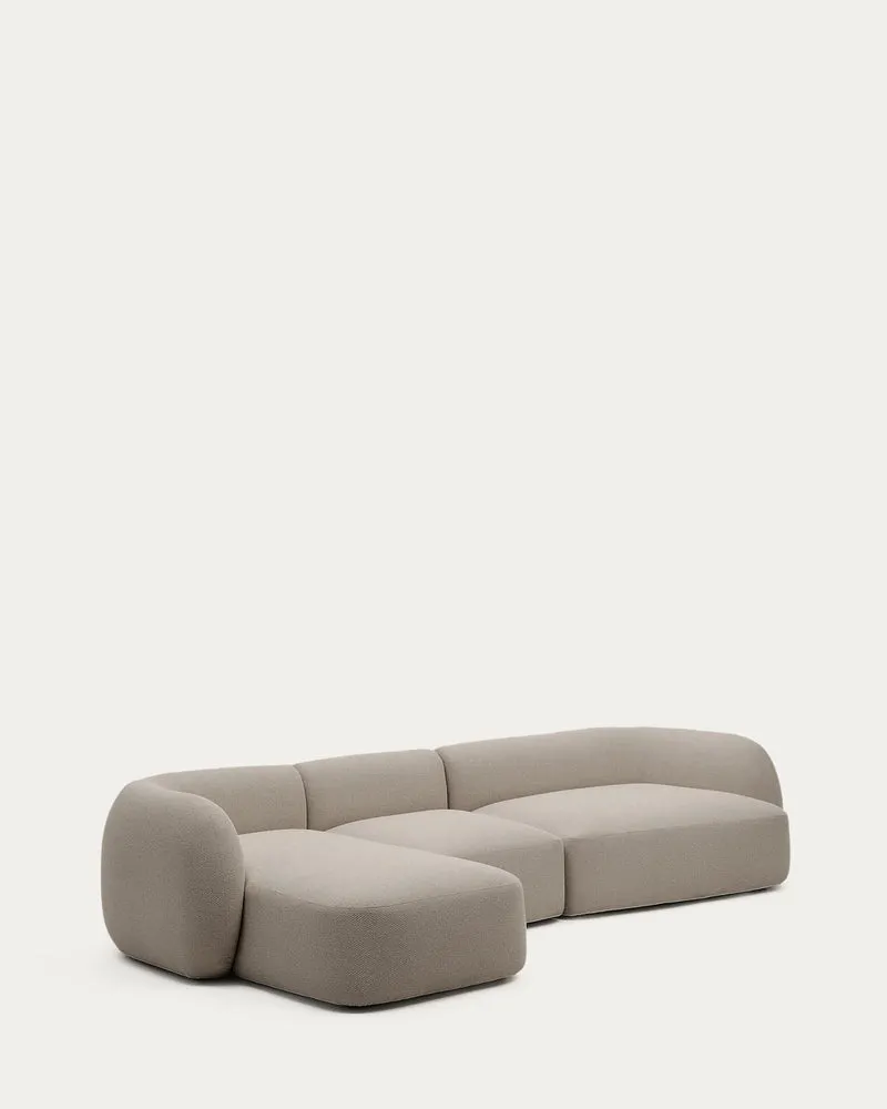 Schwer entflammbares 4-Sitzer-Modularsofa Martina mit Chenille und Chaiselongue links in S