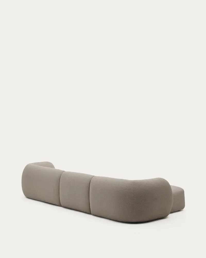 Schwer entflammbares 4-Sitzer-Modularsofa Martina mit Chenille und Chaiselongue links in S