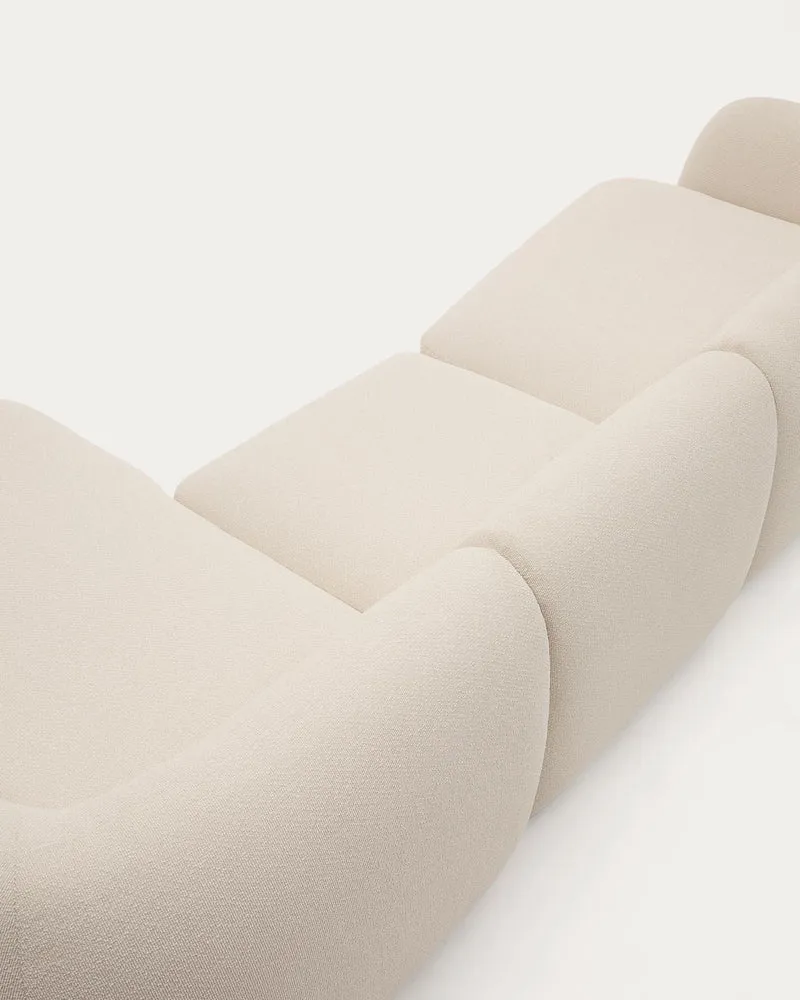 Schwer entflammbares 4-Sitzer-Modularsofa Martina mit Chenille und Chaiselongue rechts in