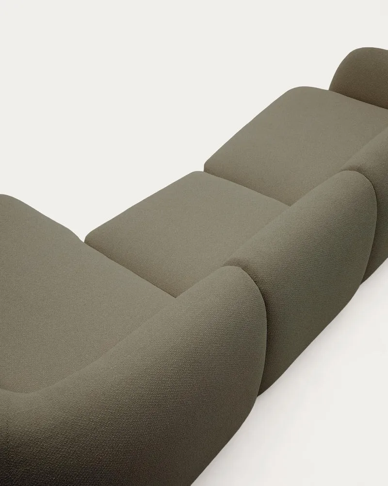 Schwer entflammbares 4-Sitzer-Modularsofa Martina mit Chenille und Chaiselongue rechts in
