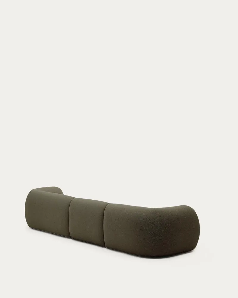 Schwer entflammbares 4-Sitzer-Modularsofa Martina mit Chenille und Chaiselongue rechts in