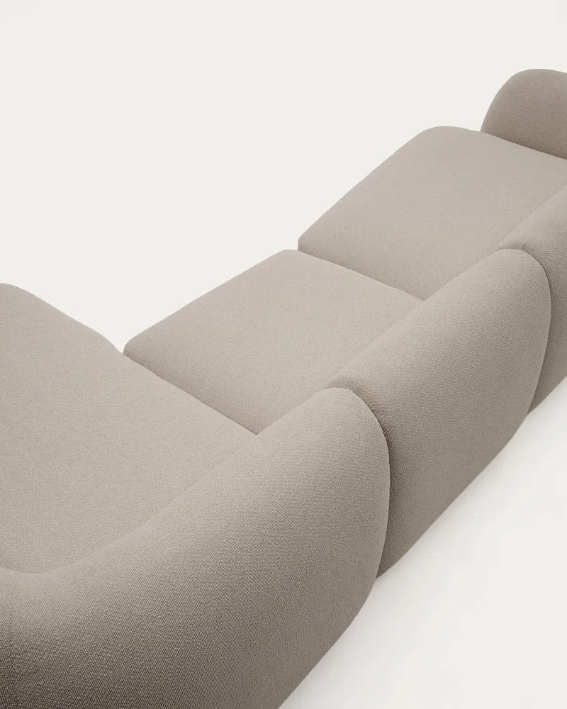 Schwer entflammbares 4-Sitzer-Modularsofa Martina mit Chenille und Chaiselongue rechts in
