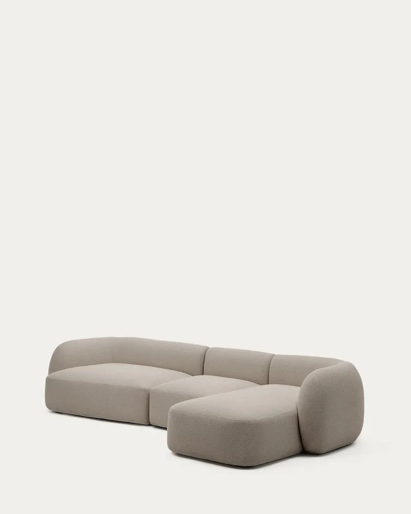 Schwer entflammbares 4-Sitzer-Modularsofa Martina mit Chenille und Chaiselongue rechts in
