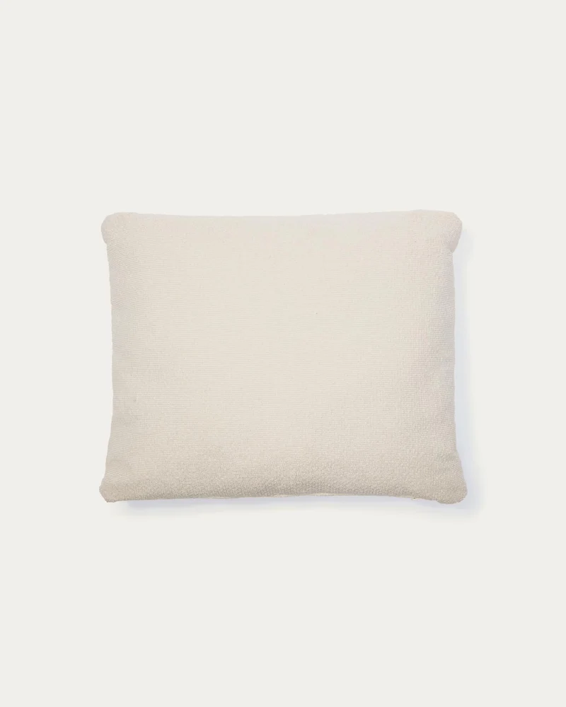Schwer entflammbares Kissen Martina aus Chenille in Ecru 60 x 52 cm
