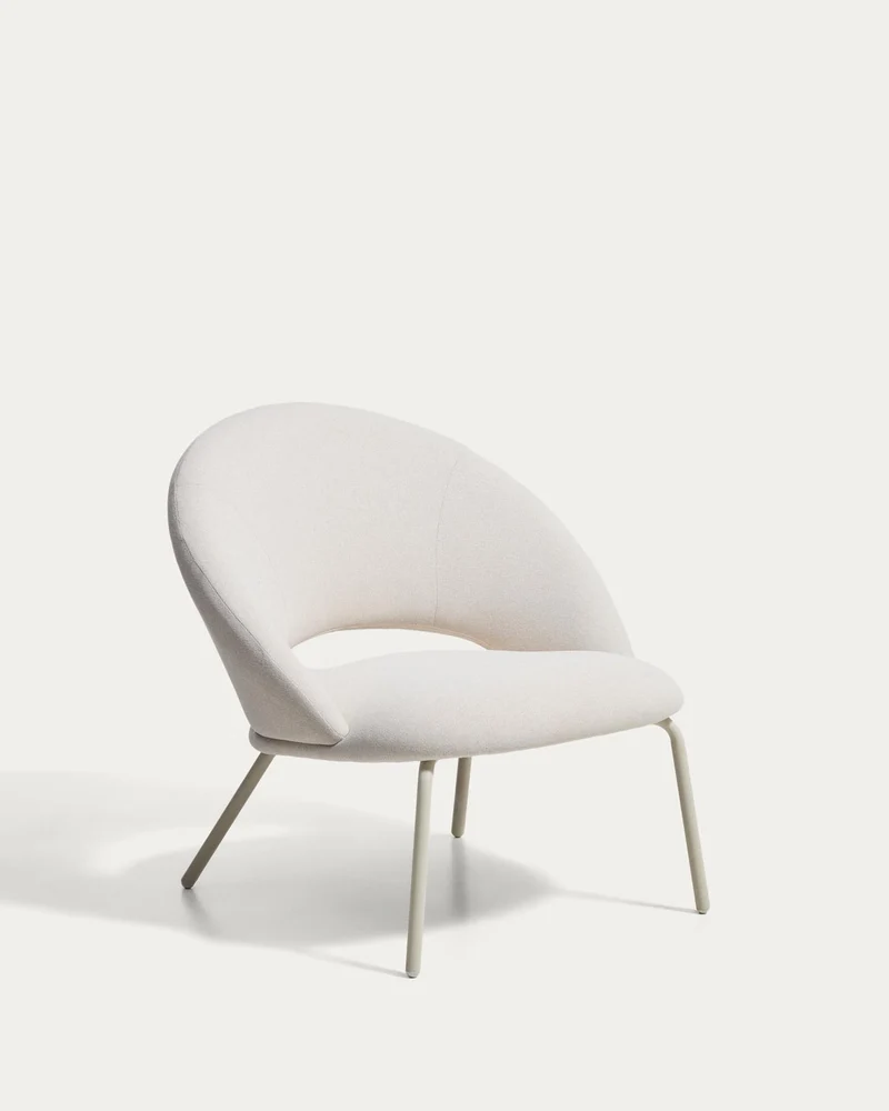 Sessel Bonali mit beiger Chenille und beigen Metallbeinen, FSC Mix Credit