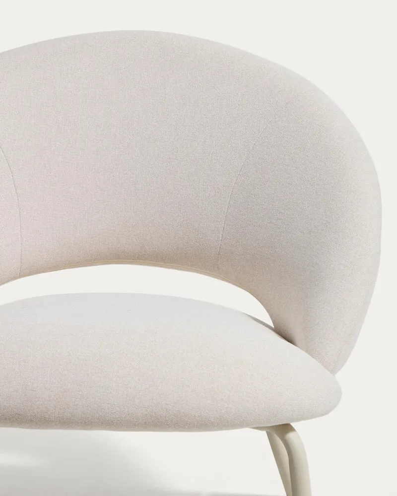 Sessel Bonali mit beiger Chenille und beigen Metallbeinen, FSC Mix Credit