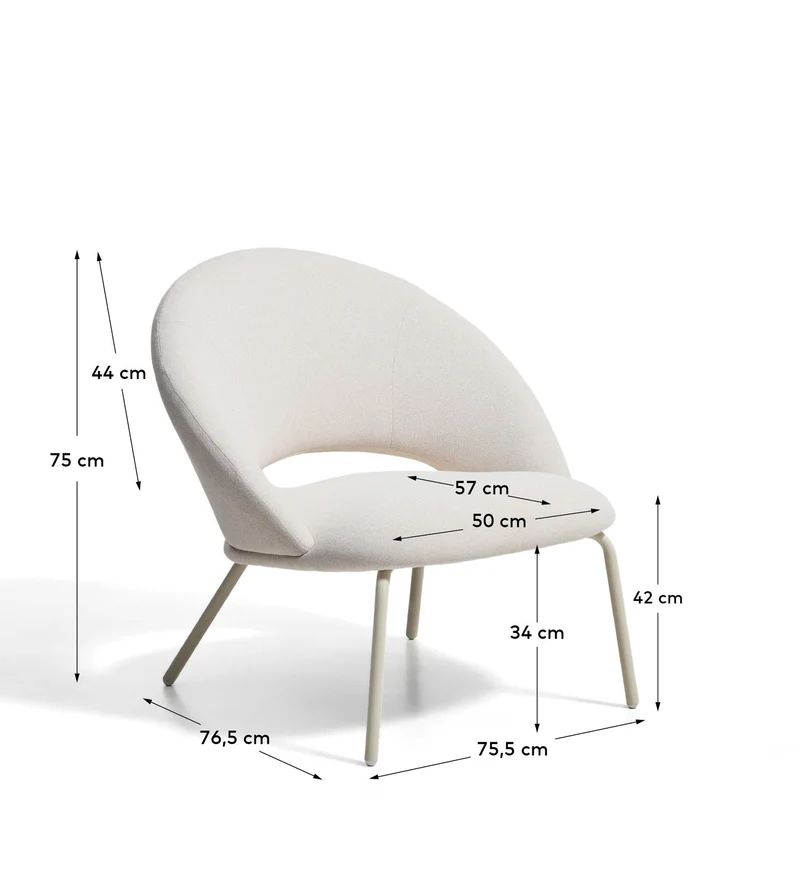 Sessel Bonali mit beiger Chenille und beigen Metallbeinen, FSC Mix Credit