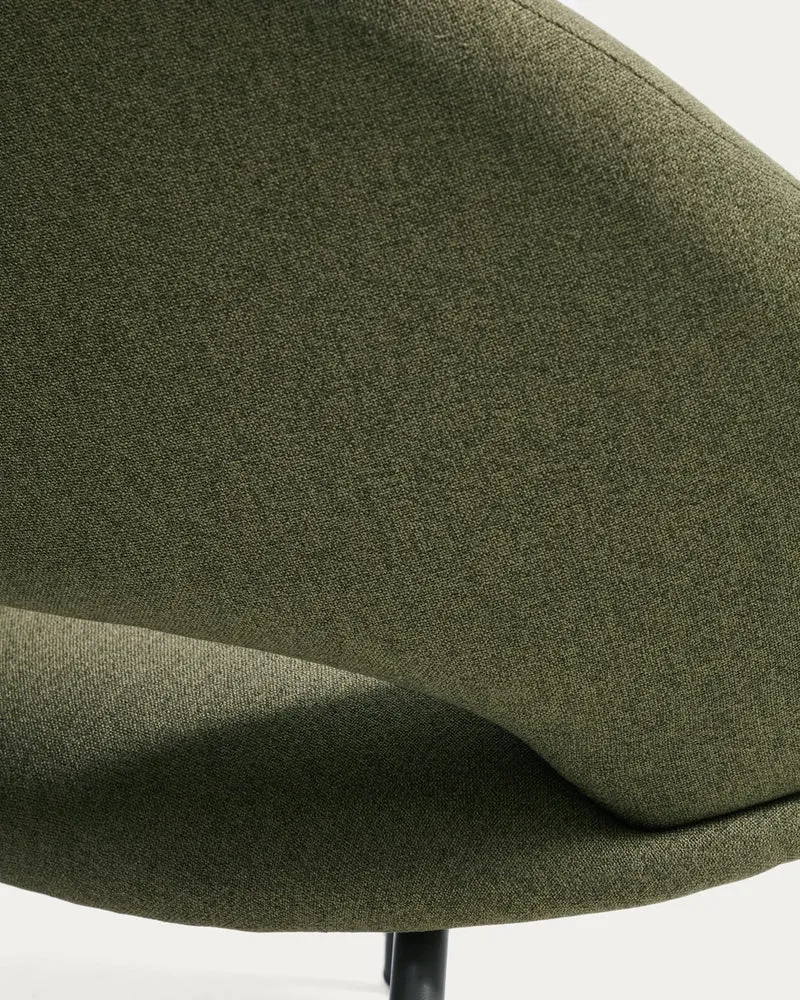 Sessel Bonali mit grüner Chenille und grünen Metallbeinen, FSC Mix Credit