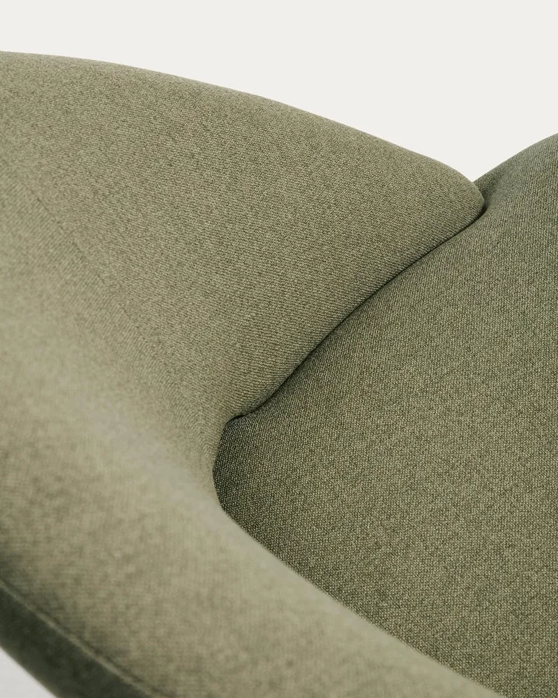 Sessel Bonali mit grüner Chenille und grünen Metallbeinen, FSC Mix Credit