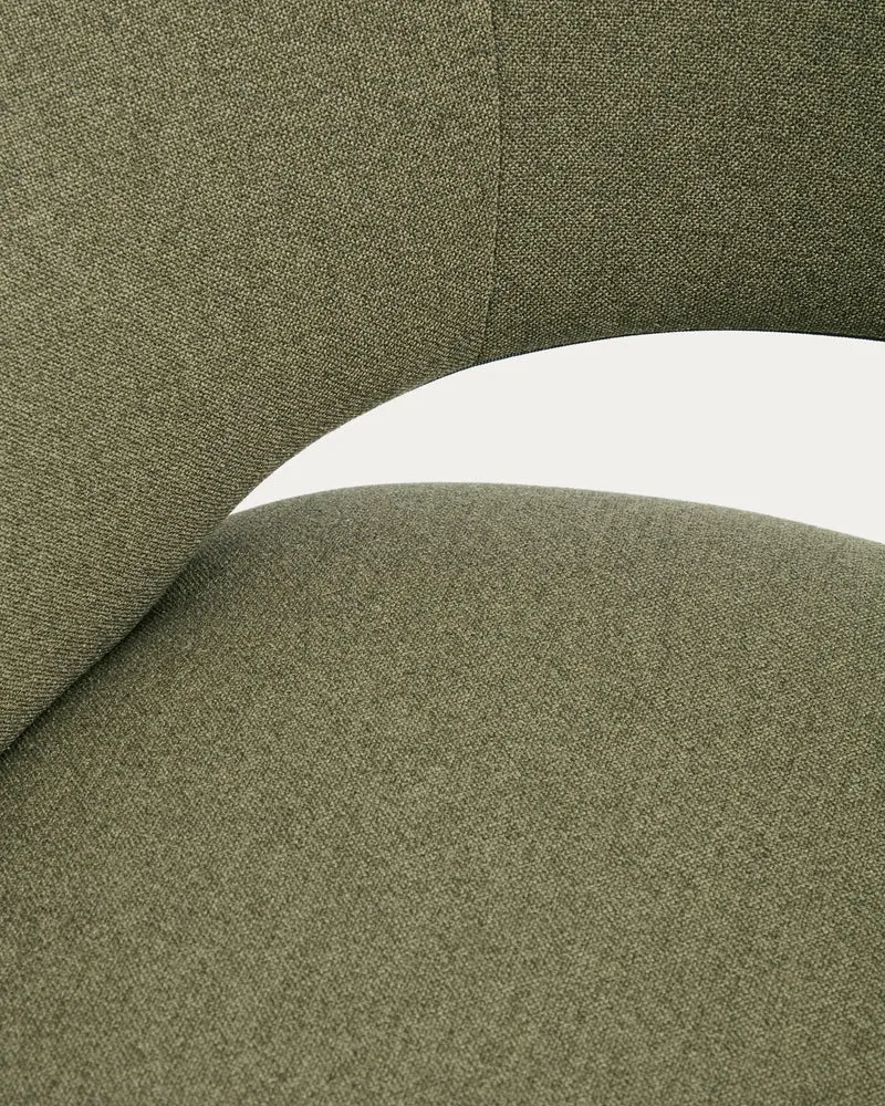 Sessel Bonali mit grüner Chenille und grünen Metallbeinen, FSC Mix Credit