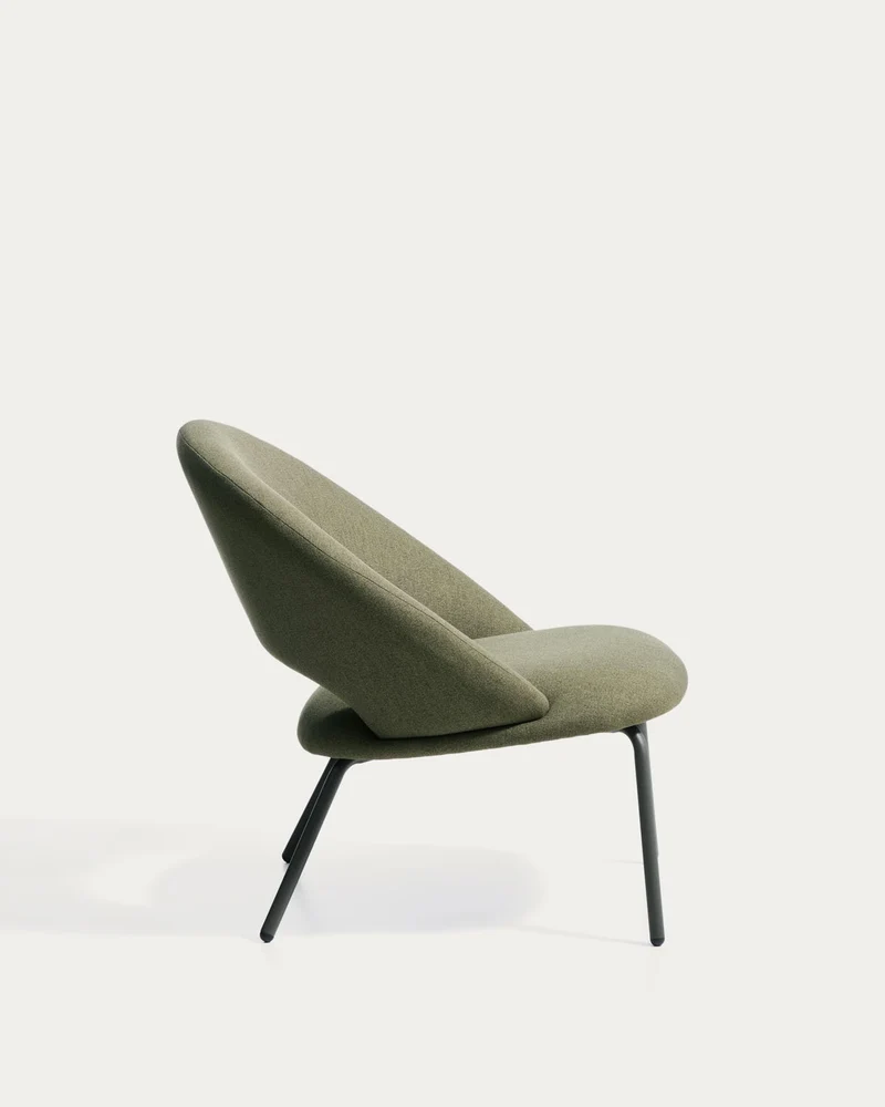 Sessel Bonali mit grüner Chenille und grünen Metallbeinen, FSC Mix Credit