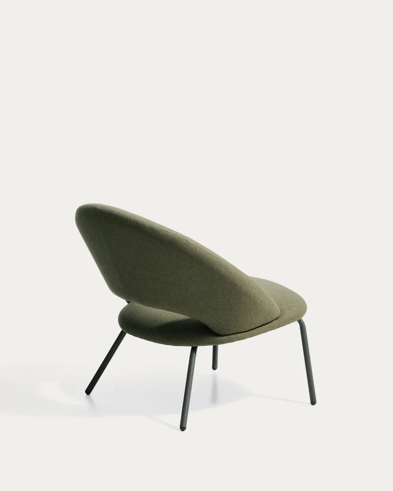 Sessel Bonali mit grüner Chenille und grünen Metallbeinen, FSC Mix Credit