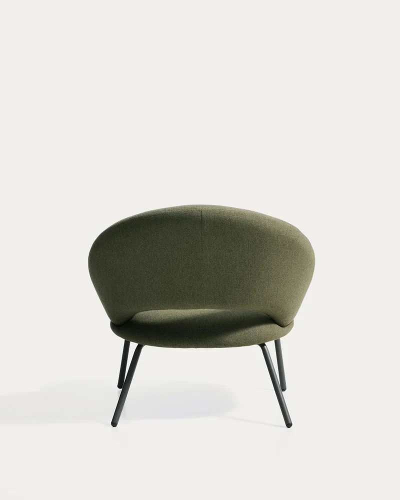 Sessel Bonali mit grüner Chenille und grünen Metallbeinen, FSC Mix Credit