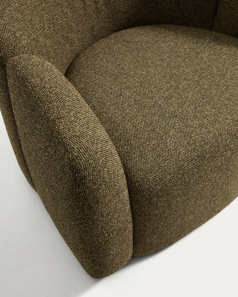 Sessel Corvena aus Chenille in Olivgrün FSC-Mix-Kredit 98 cm