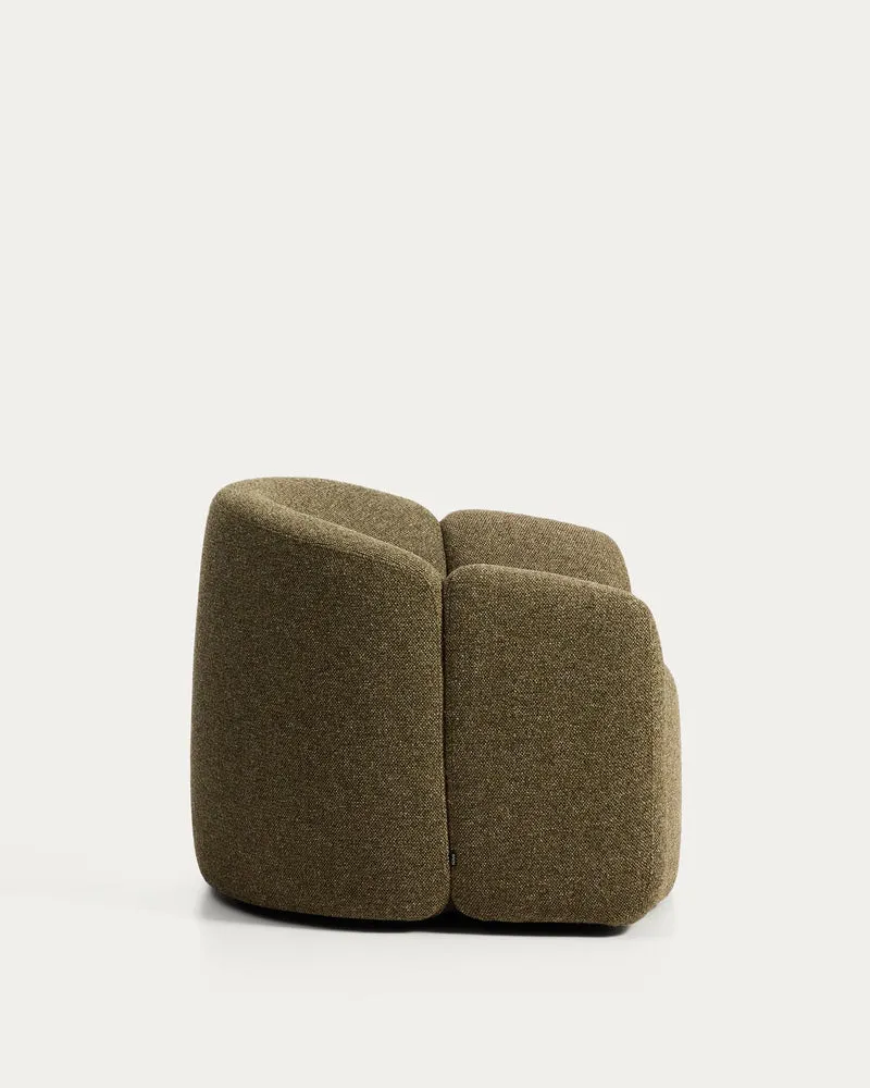 Sessel Corvena aus Chenille in Olivgrün FSC-Mix-Kredit 98 cm