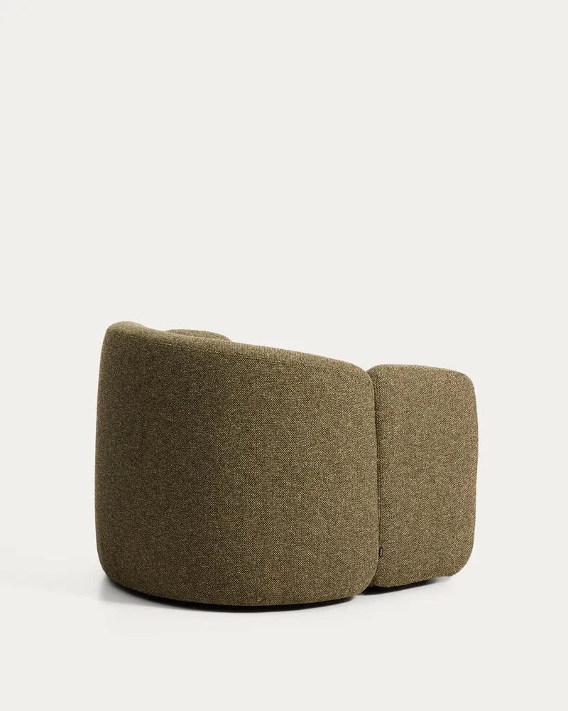 Sessel Corvena aus Chenille in Olivgrün FSC-Mix-Kredit 98 cm