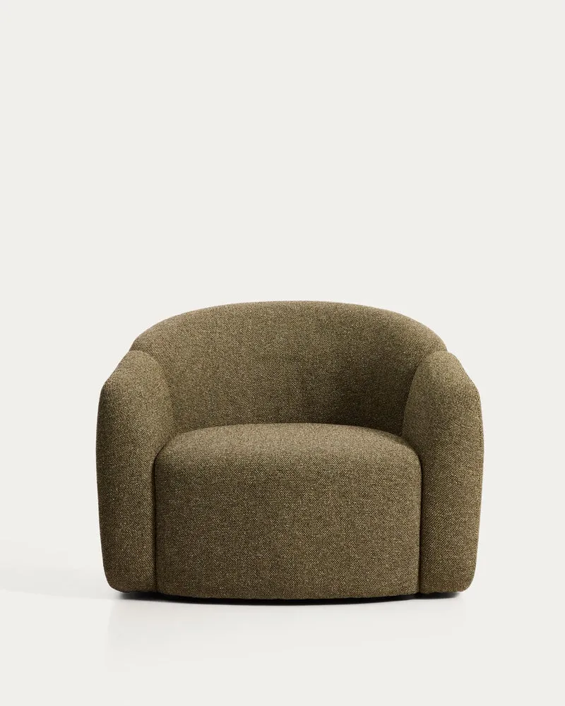 Sessel Corvena aus Chenille in Olivgrün FSC-Mix-Kredit 98 cm