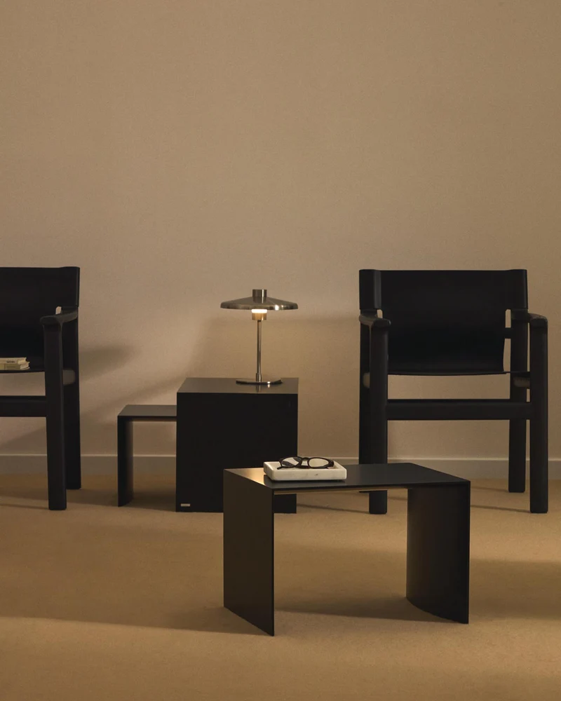Set Litto aus 3 Nesttischen aus schwarz lackiertem MDF 60 x 40 / 51 x 36 / 42 x 31 cm