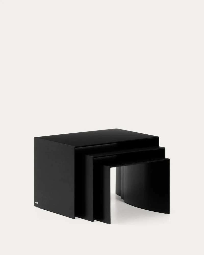 Set Litto aus 3 Nesttischen aus schwarz lackiertem MDF 60 x 40 / 51 x 36 / 42 x 31 cm