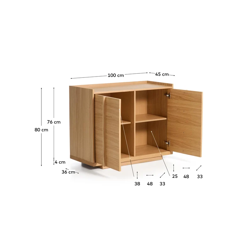 Sideboard Onix aus Eichenfurnier mit Naturton-Finish 100 x 80 cm FSC Mix Credit