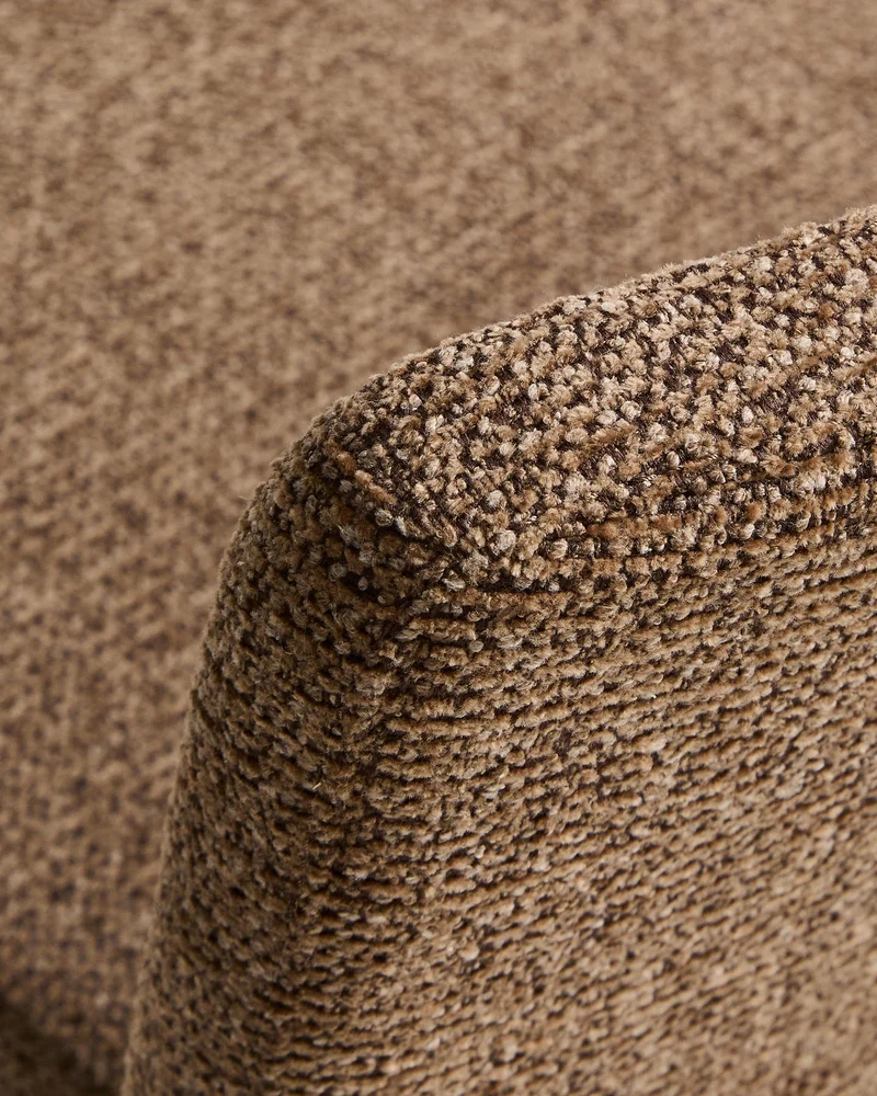 Stapelbarer Stuhl Loria aus schokoladenbrauner Chenille, FSC 100 %