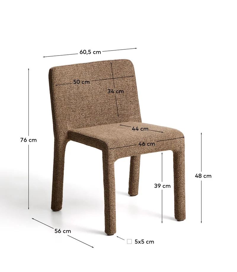 Stapelbarer Stuhl Loria aus schokoladenbrauner Chenille, FSC 100 %
