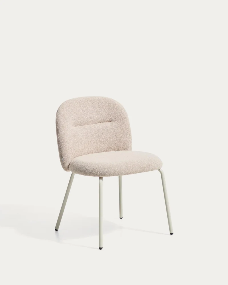 Stuhl Arino mit beiger Chenille und beigen Metallbeinen FSC 100%