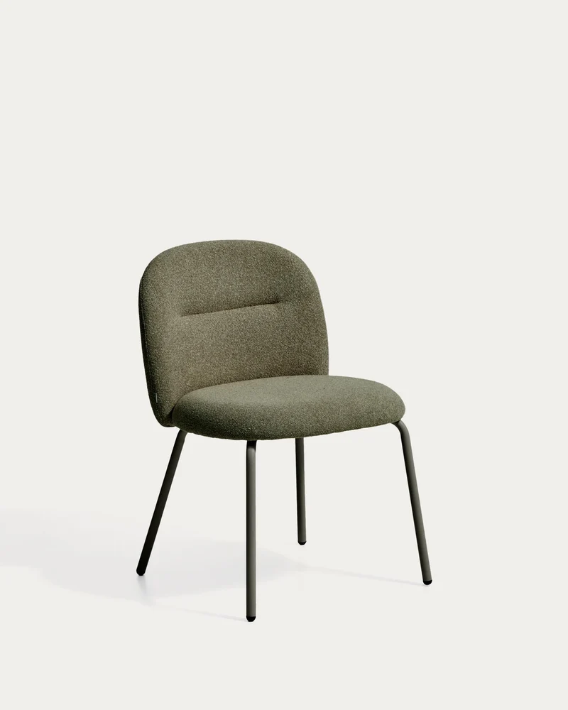 Stuhl Arino mit grüner Chenille und grünen Metallbeinen FSC 100%
