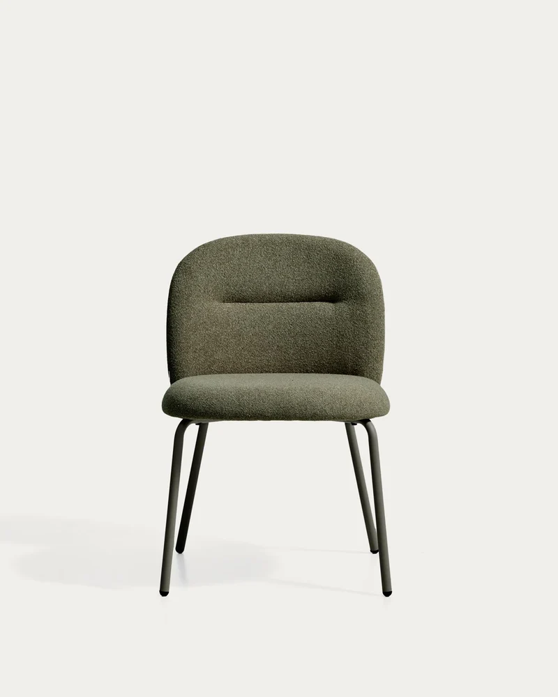 Stuhl Arino mit grüner Chenille und grünen Metallbeinen FSC 100%