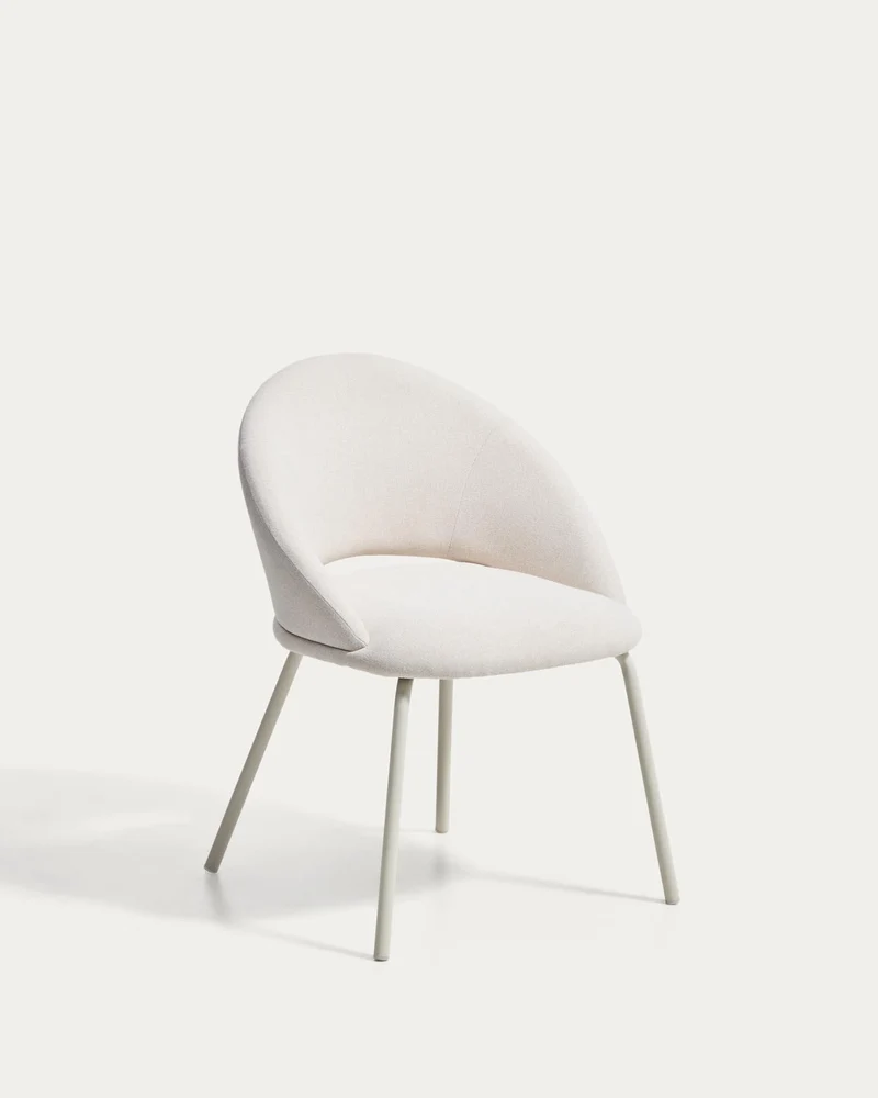 Stuhl Bonali mit beiger Chenille und beigen Metallbeinen, FSC Mix Credit